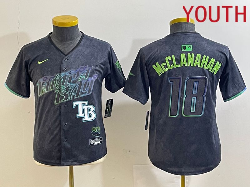 Youth Tampa Bay Rays #18 Mcclanahan Black City Edition 2024 Nike MLB Jersey style 4->youth mlb jersey->Youth Jersey